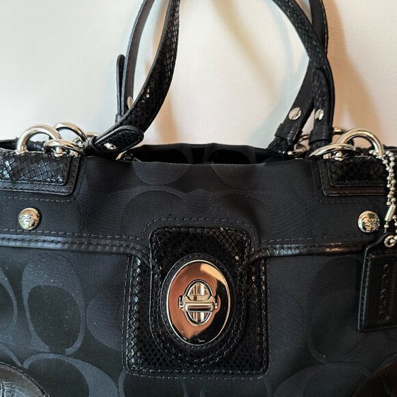 Coach Black Signature canvas leather satchel - Picture 2 of 6